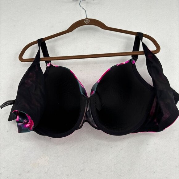 Torrid Perfect T Lightly Lined T-Shirt Bra 46D Pink Green Floral Print Underwire - Picture 10 of 10